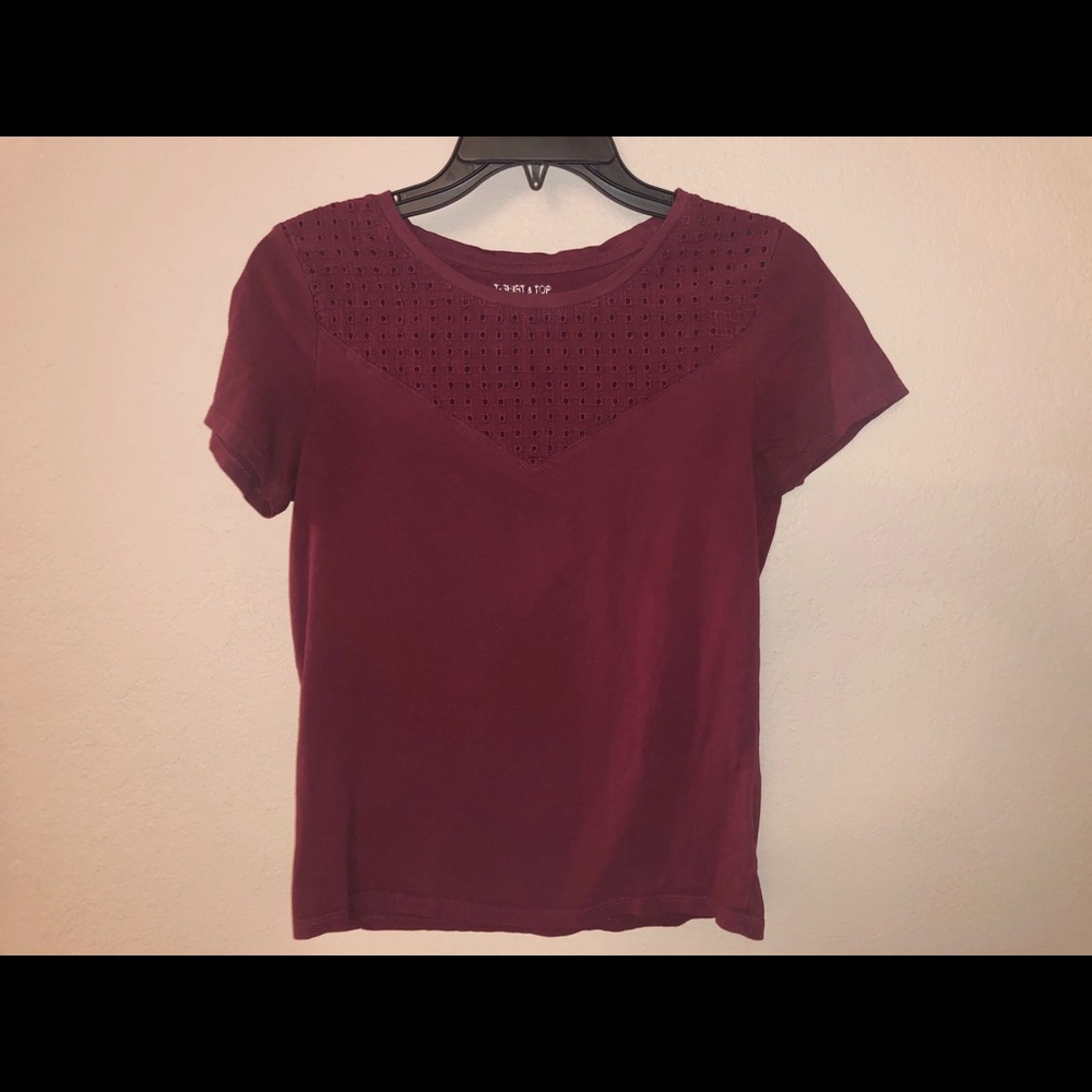 Maroon Eyelet Top